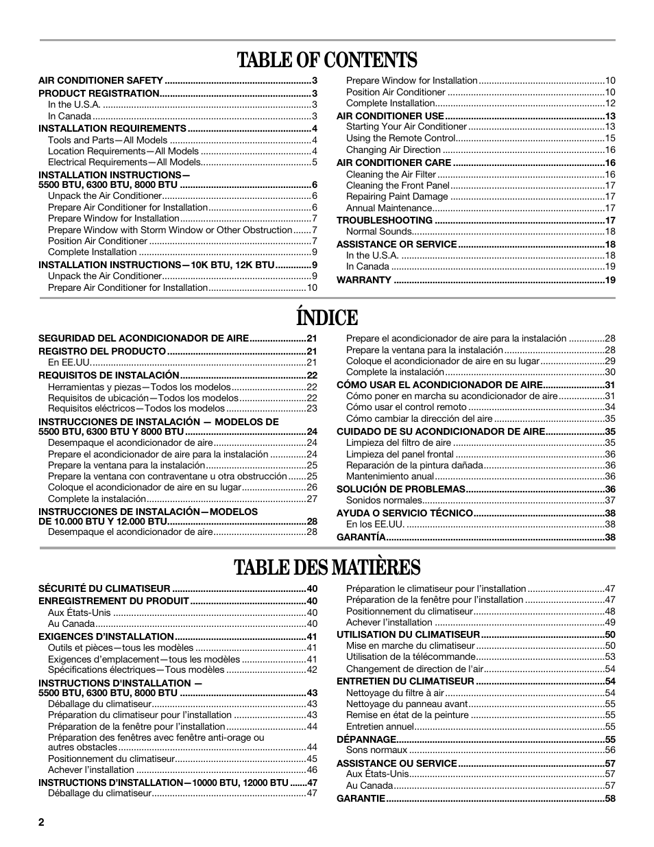 Whirlpool 66161279 User Manual | Page 2 / 60