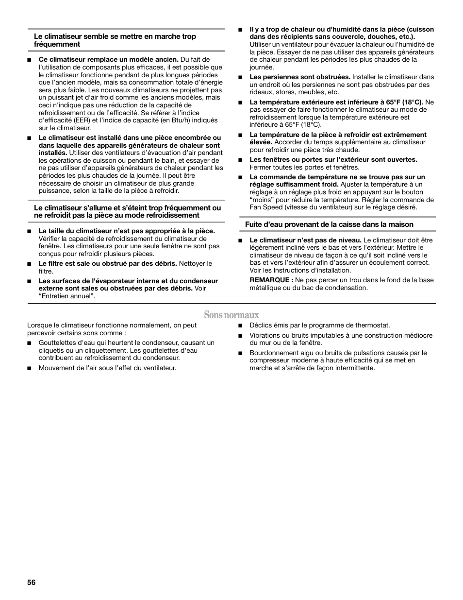 Sons normaux | Whirlpool 66161279 User Manual | Page 56 / 60