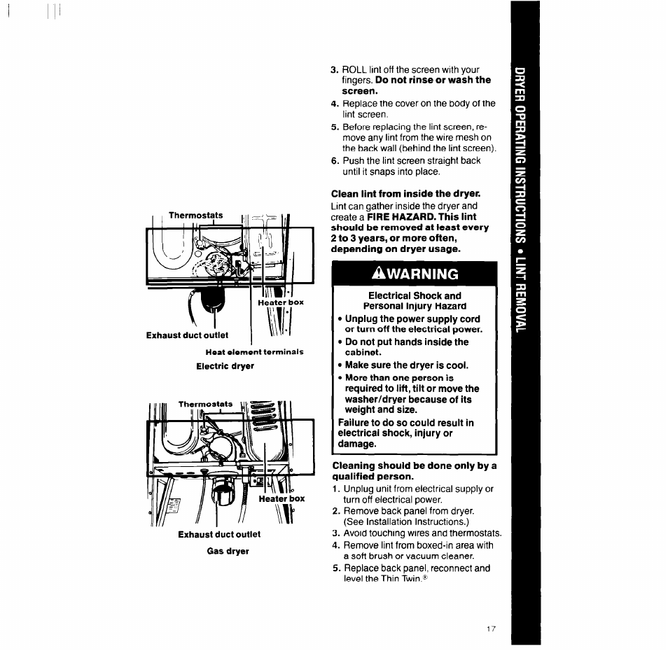 I^warning | Whirlpool LT5004XV User Manual | Page 17 / 20