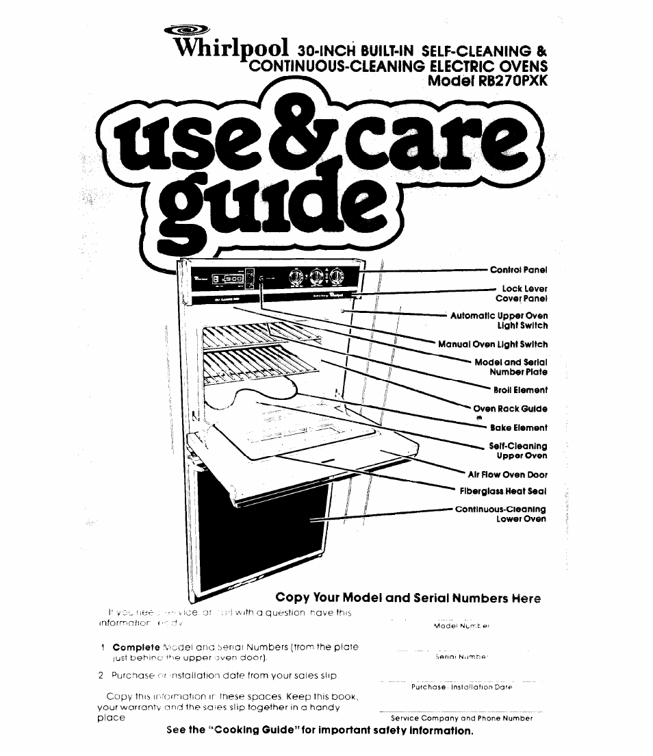 Whirlpool RB270PXK User Manual | 20 pages