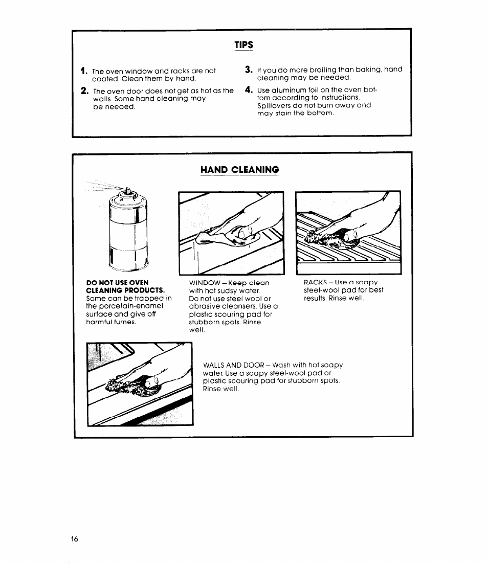 Tips, Hand cleaning | Whirlpool RB270PXK User Manual | Page 16 / 20