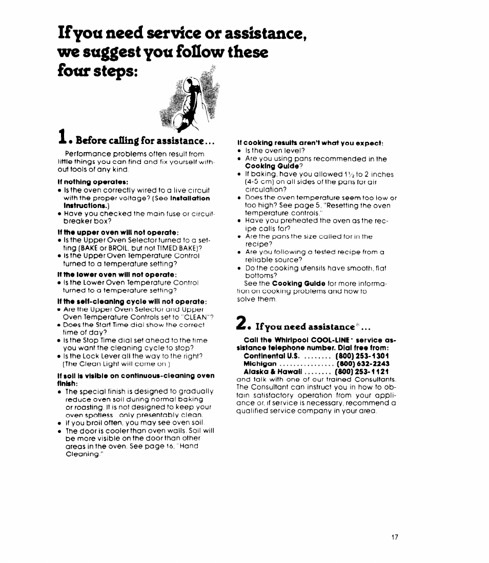 Before calling for assistance, 2« ifyou need assistance, If you need assistance | Whirlpool RB270PXK User Manual | Page 17 / 20