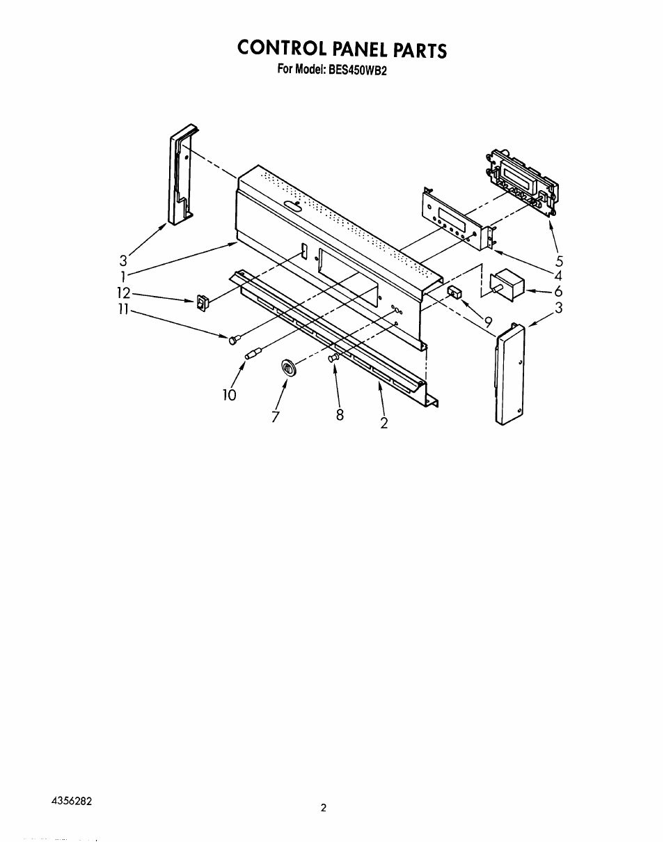 Control panel | Whirlpool BES450WB2 User Manual | Page 2 / 18