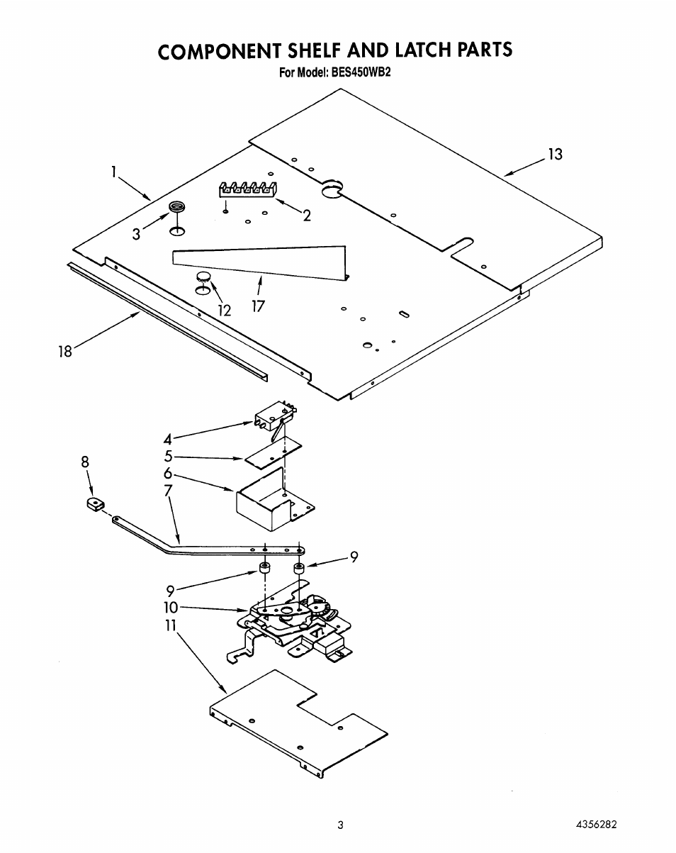 Component shelf and latch | Whirlpool BES450WB2 User Manual | Page 4 / 18