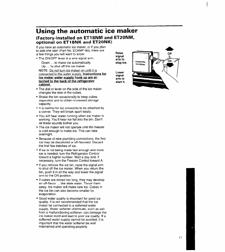 Using the automatic ice maker | Whirlpool 8ET18NK User Manual | Page 12 / 22