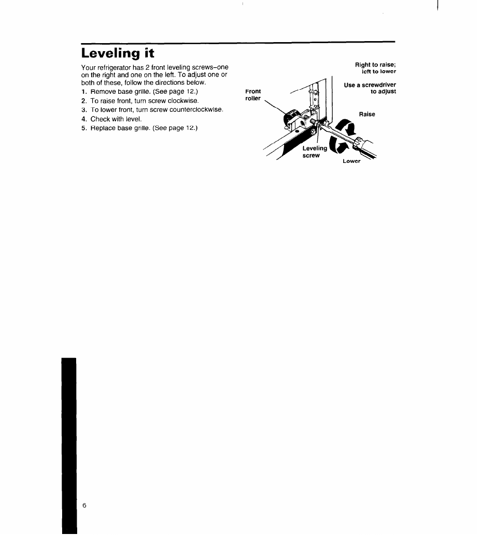 Leveling it | Whirlpool 8ET18NK User Manual | Page 7 / 22