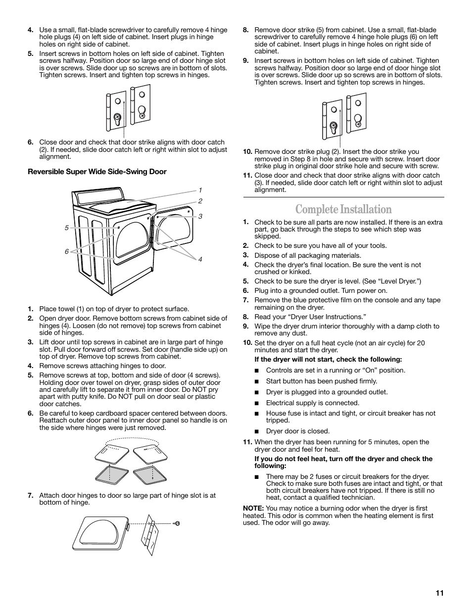 Complete installation | Whirlpool 8535899 User Manual | Page 11 / 24