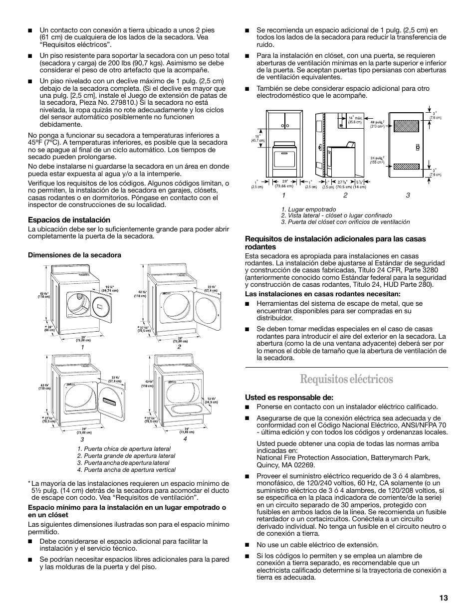 Requisitos eléctricos | Whirlpool 8535899 User Manual | Page 13 / 24