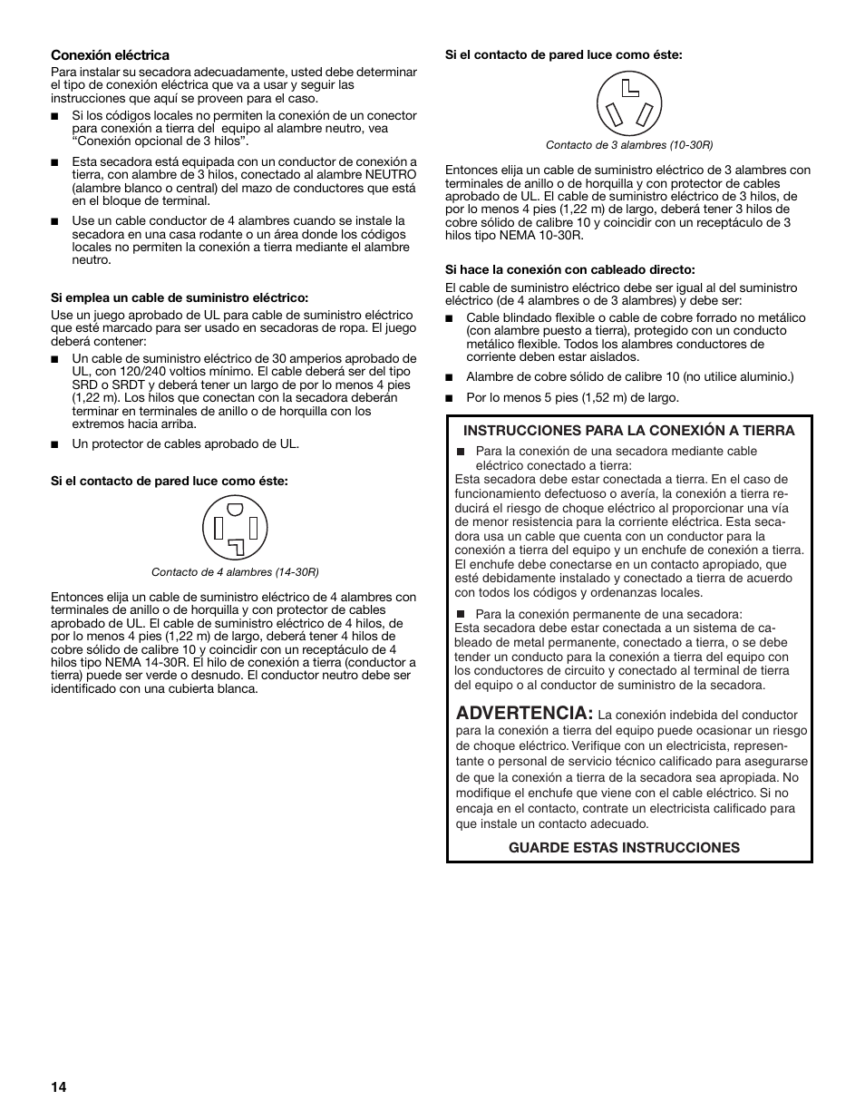 Advertencia | Whirlpool 8535899 User Manual | Page 14 / 24