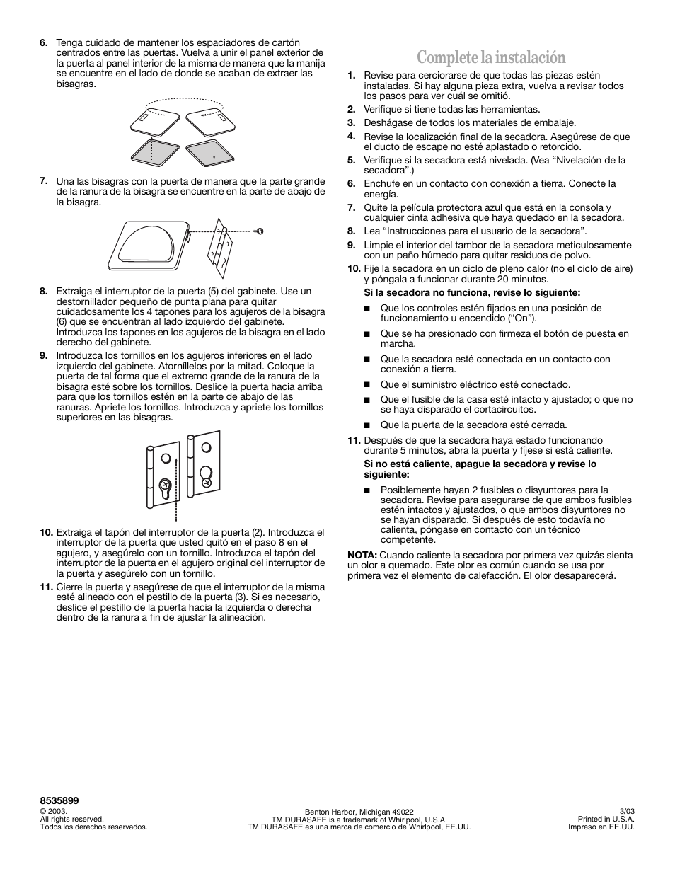 Complete la instalación | Whirlpool 8535899 User Manual | Page 24 / 24