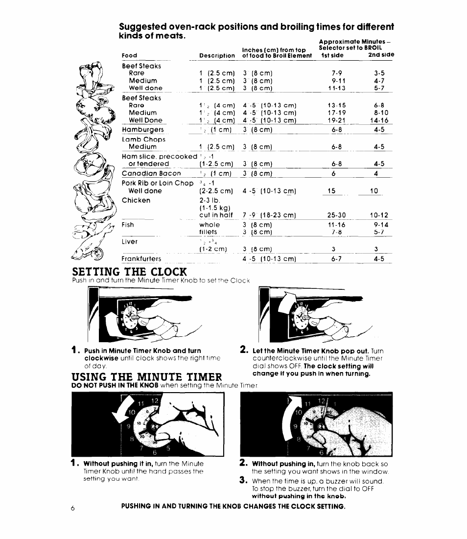 Setting the clock, Using the minute timer | Whirlpool RB2OOOXK User Manual | Page 6 / 12