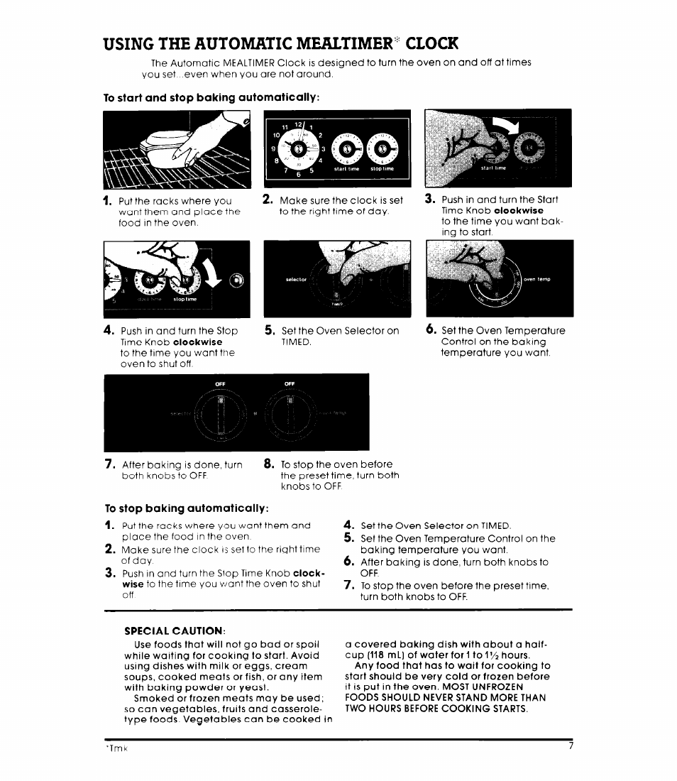 Using the automatic mealtimer clock | Whirlpool RB2OOOXK User Manual | Page 7 / 12