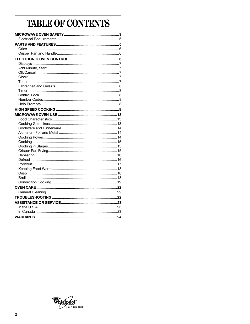 Whirlpool GSC308 User Manual | Page 2 / 24