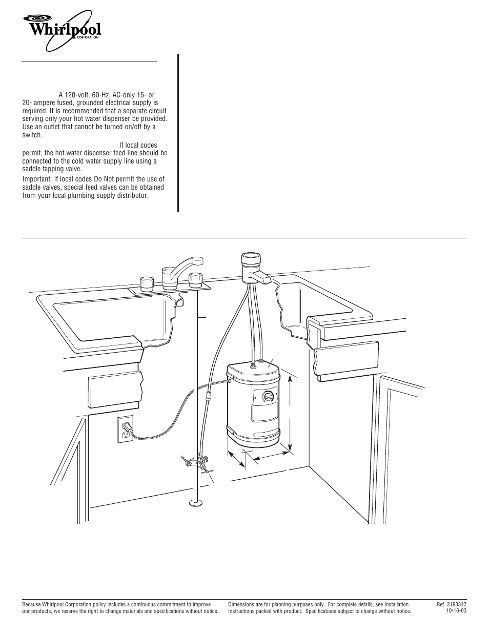 Whirlpool HD1000JS User Manual | 1 page