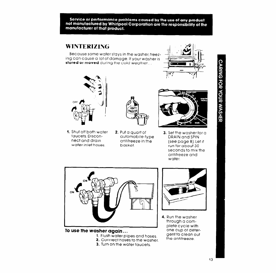 Winterizing | Whirlpool LA6800XM User Manual | Page 13 / 16