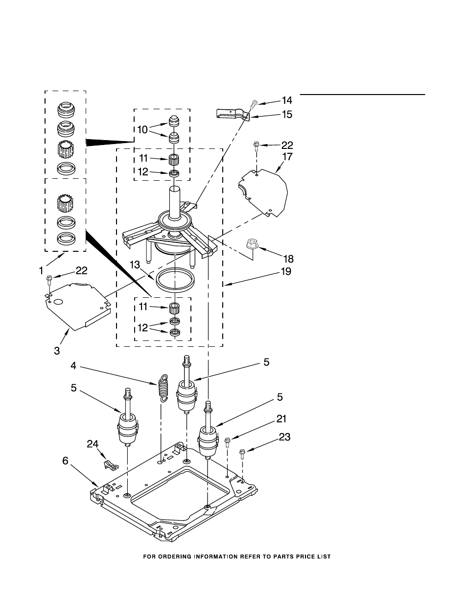 Machine base, Machine base parts | Whirlpool LTE5243DQ5 User Manual | Page 12 / 19