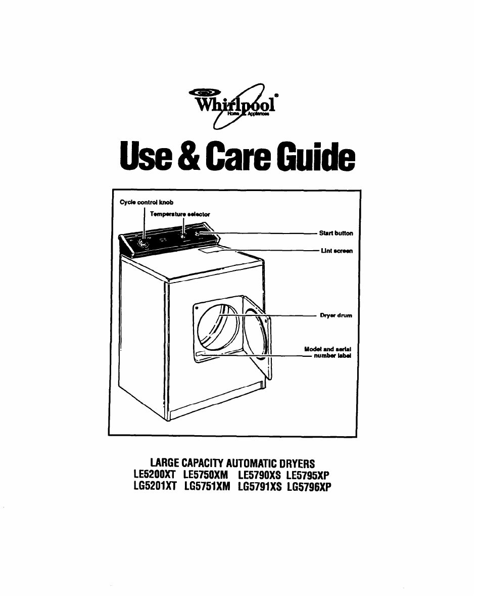 Whirlpool LE5200XT User Manual | 16 pages