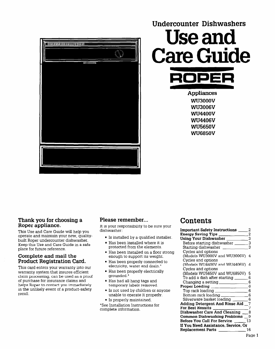Whirlpool WU685OV User Manual | 16 pages