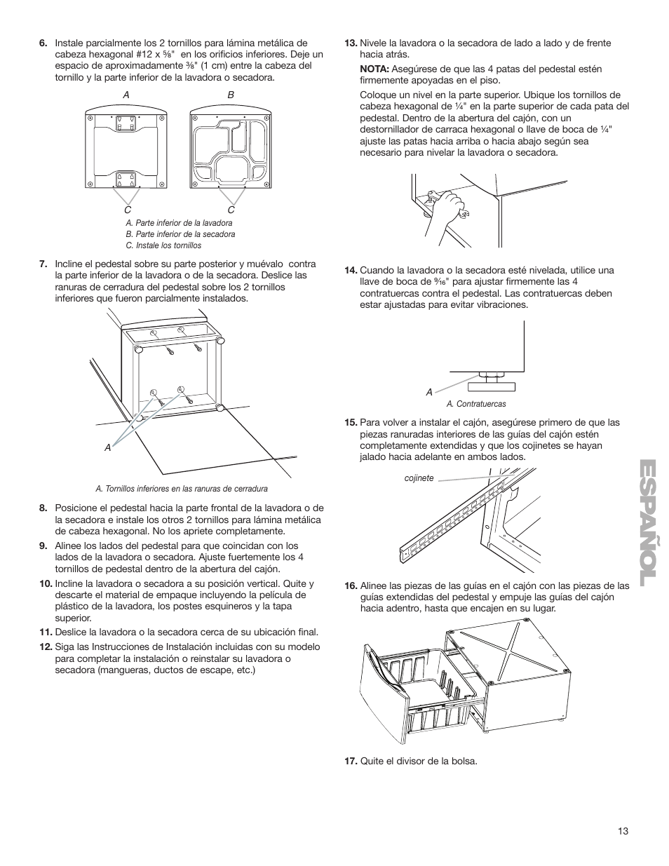 Whirlpool Washer/Dryer Pedestal User Manual | Page 13 / 24