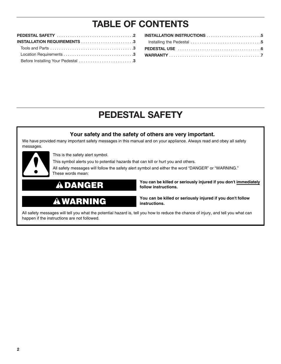 Whirlpool Washer/Dryer Pedestal User Manual | Page 2 / 24