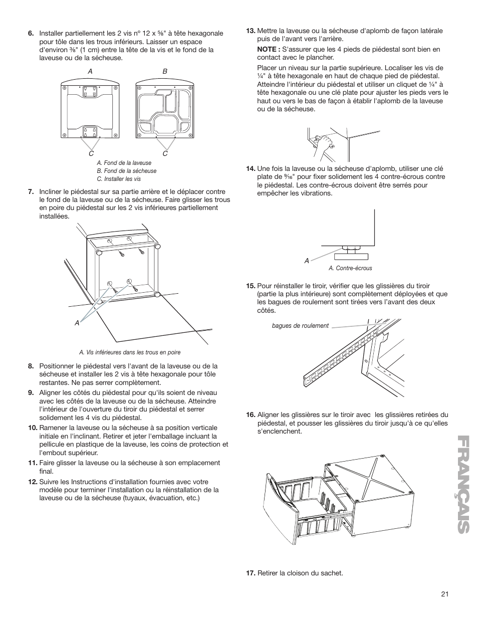 Whirlpool Washer/Dryer Pedestal User Manual | Page 21 / 24