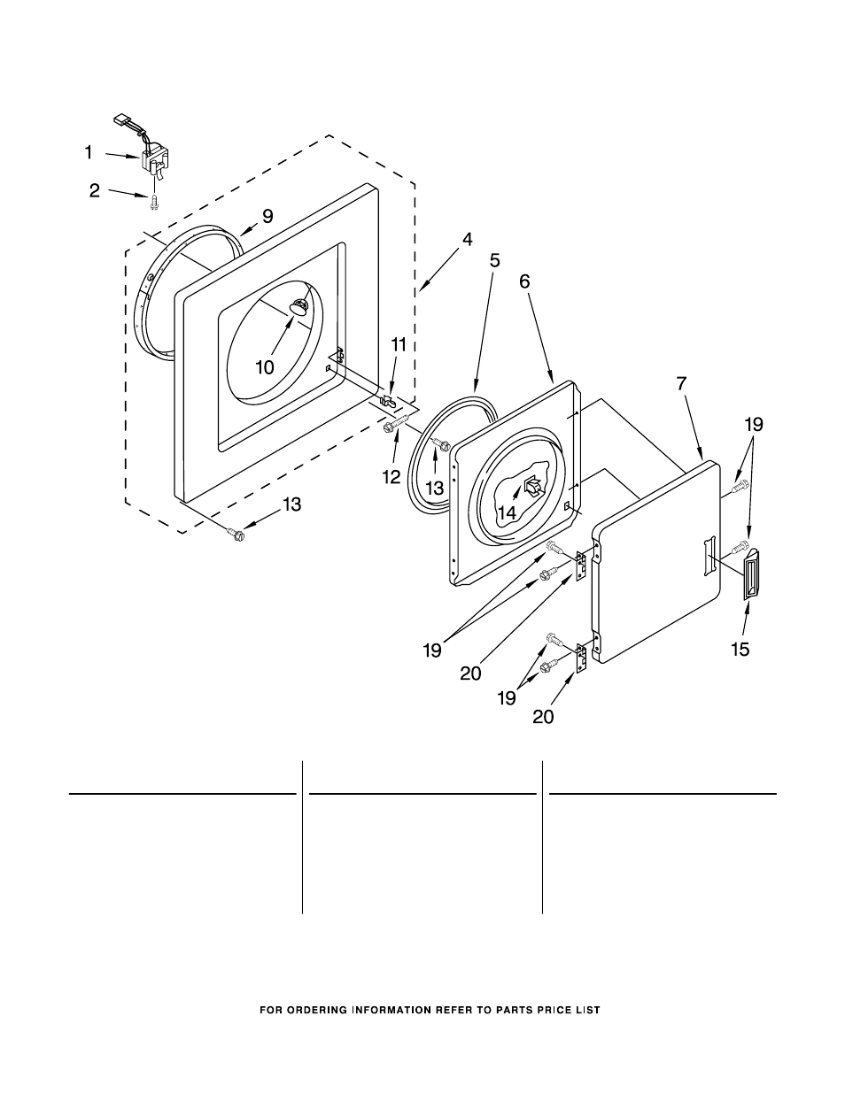 Dryer front panel and door, Dryer front panel and door parts | Whirlpool LTG5243DQ6 User Manual | Page 2 / 20