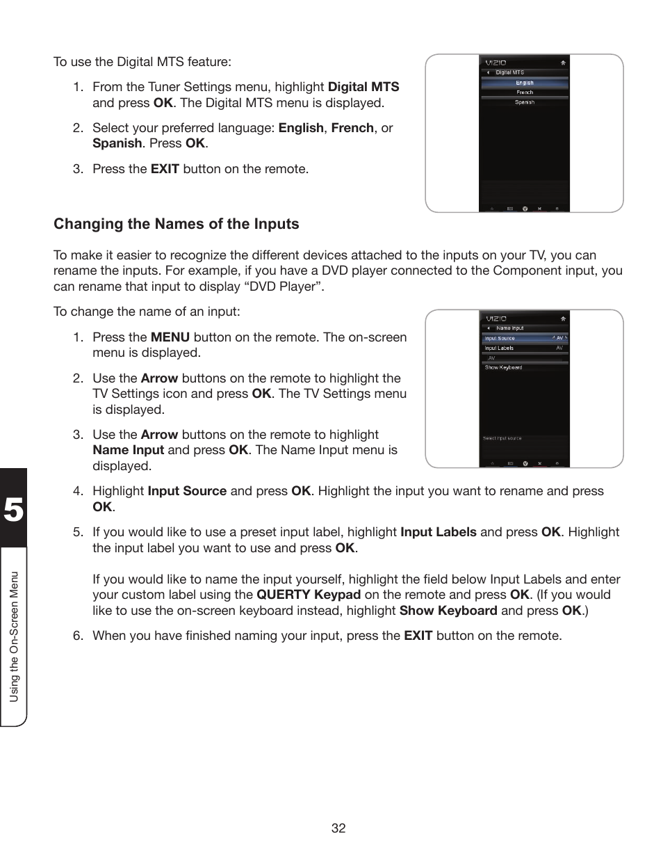 Changing the names of the inputs | Whirlpool XVT3D424SV User Manual | Page 44 / 74