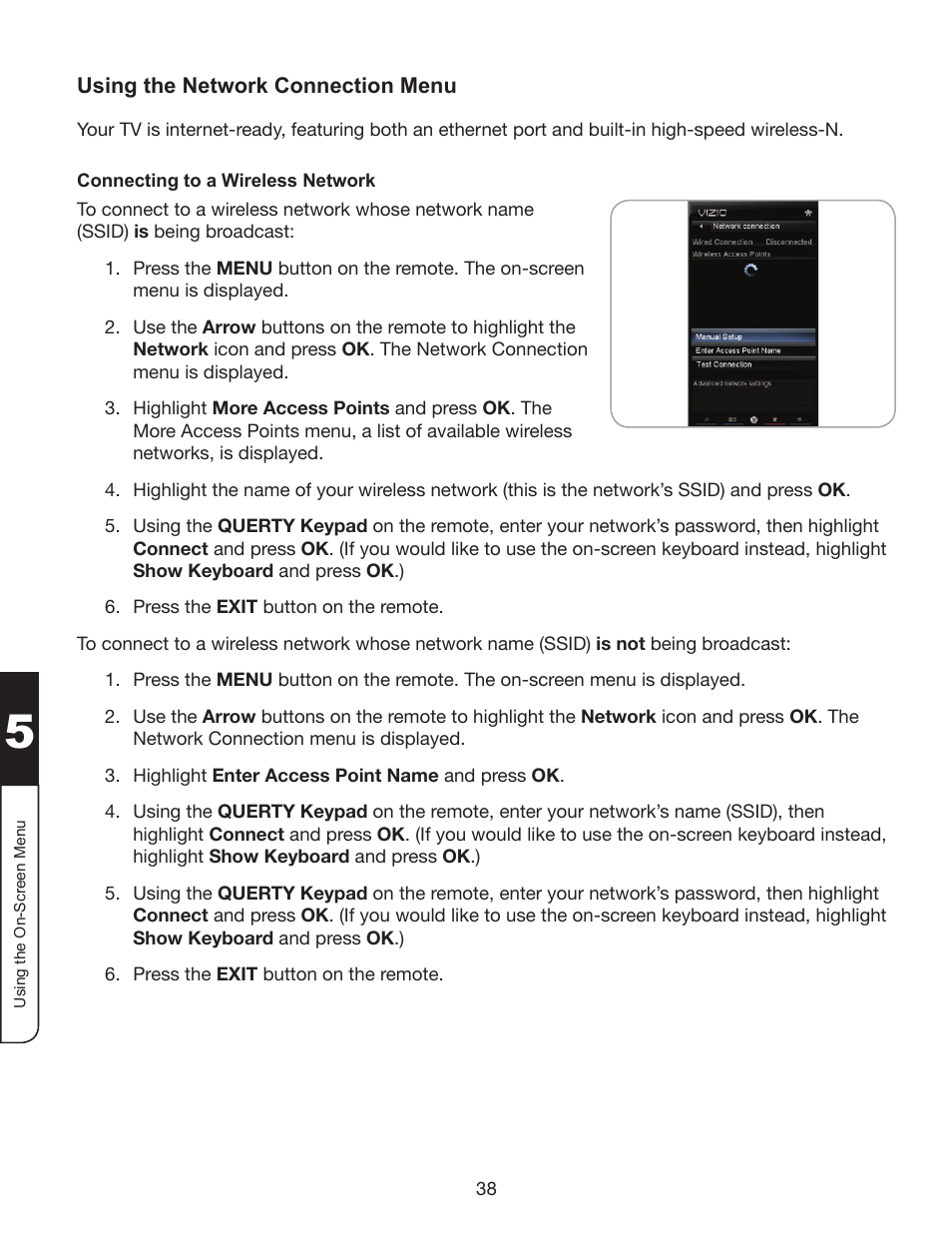 Using the network connection menu, Connecting to a wireless network | Whirlpool XVT3D424SV User Manual | Page 50 / 74