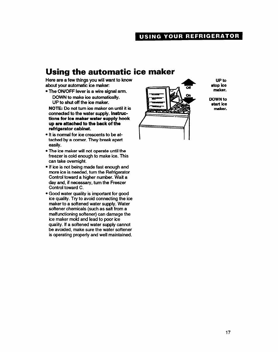 Using the automatic ice maker | Whirlpool EDZZDQ User Manual | Page 17 / 30