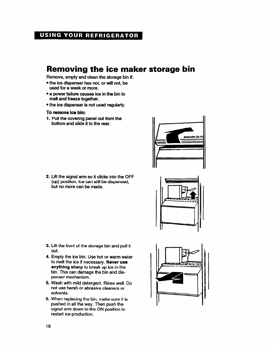Removing the ice maker storage bin | Whirlpool EDZZDQ User Manual | Page 18 / 30