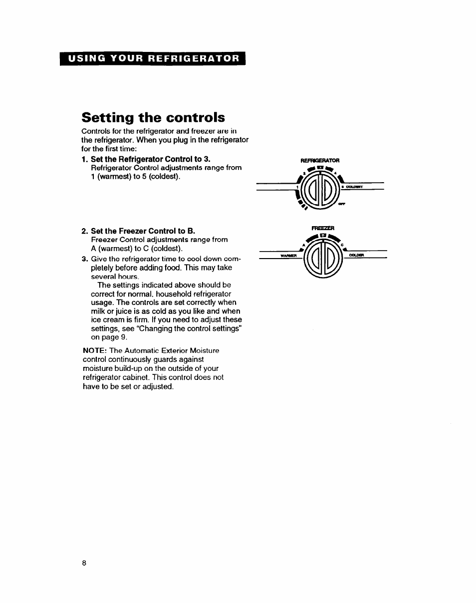 Setting the controls | Whirlpool EDZZDQ User Manual | Page 8 / 30