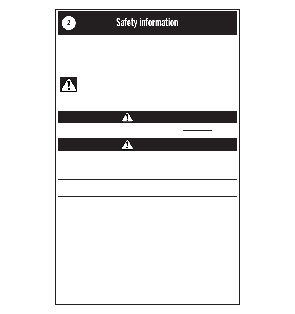 Safety information, Danger warning | Whirlpool AD40LJ0 User Manual | Page 2 / 24