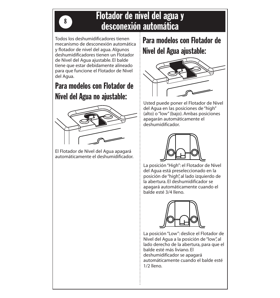 Flotador de nivel del agua y | Whirlpool AD40LJ0 User Manual | Page 20 / 24