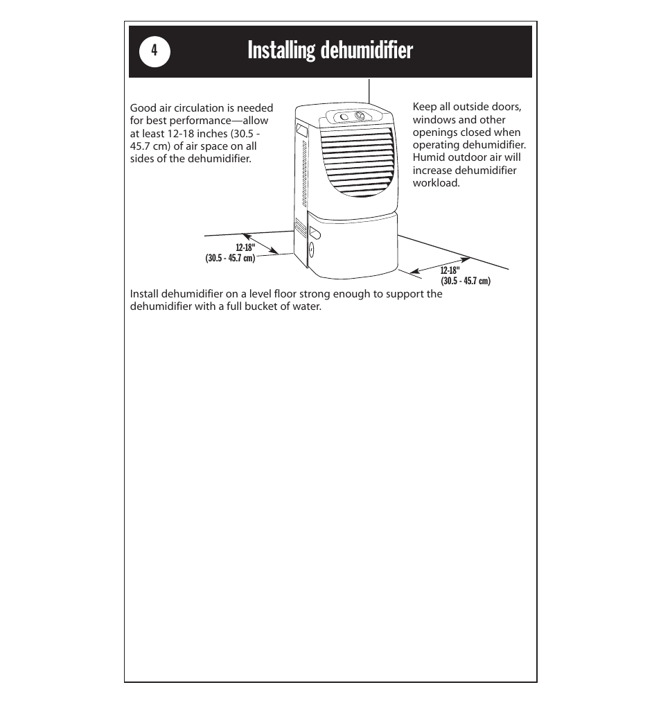 Installing dehumidifer, Safety information, Installing dehumidifier | Whirlpool AD40LJ0 User Manual | Page 4 / 24