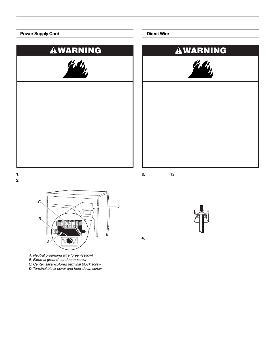 Warning, Electrical connection | Whirlpool ELECTRONIC ELECTRIC DRYER User Manual | Page 8 / 24