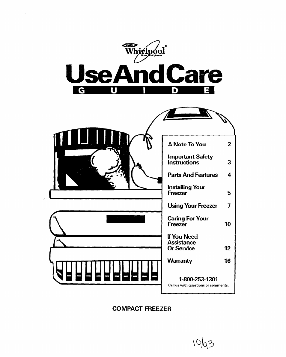 Whirlpool COMPACT FREEZER User Manual | 14 pages