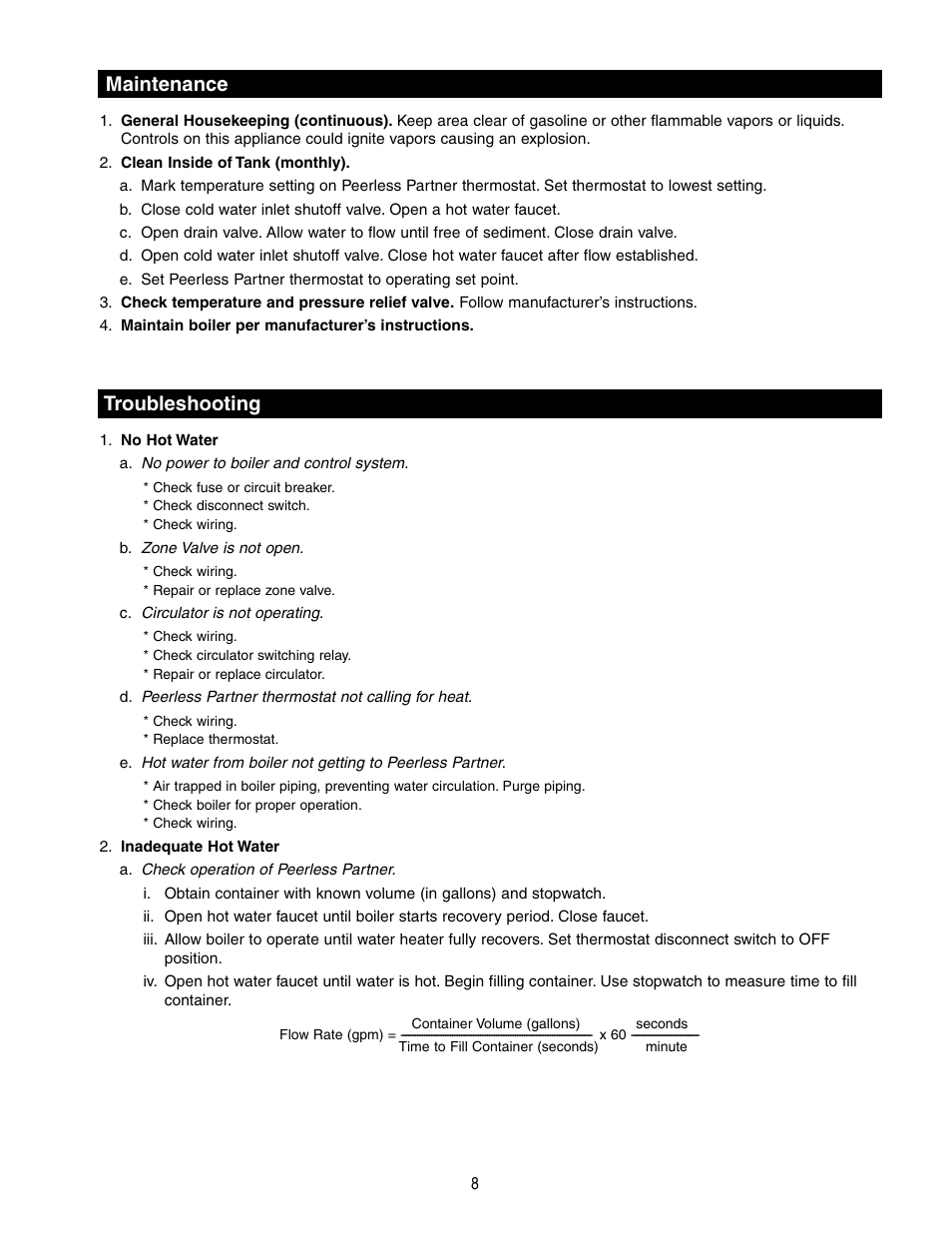 Maintenance, Troubleshooting | Whirlpool Indirect-Fired Water Heater User Manual | Page 9 / 12