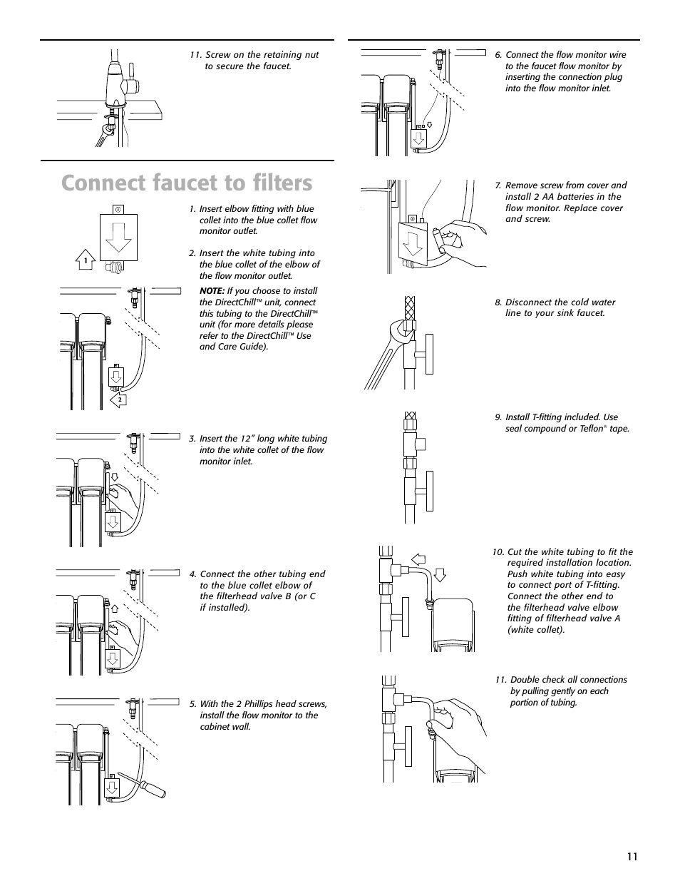 Connect faucet to filters | Whirlpool WHAB-6015 User Manual | Page 11 / 35