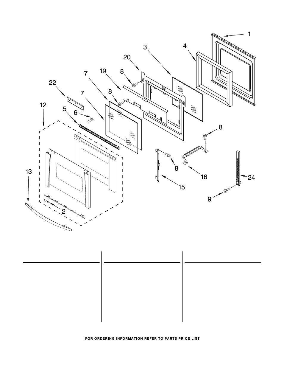 Oven door, Oven door parts | Whirlpool GBS277PRB00 User Manual | Page 4 / 7