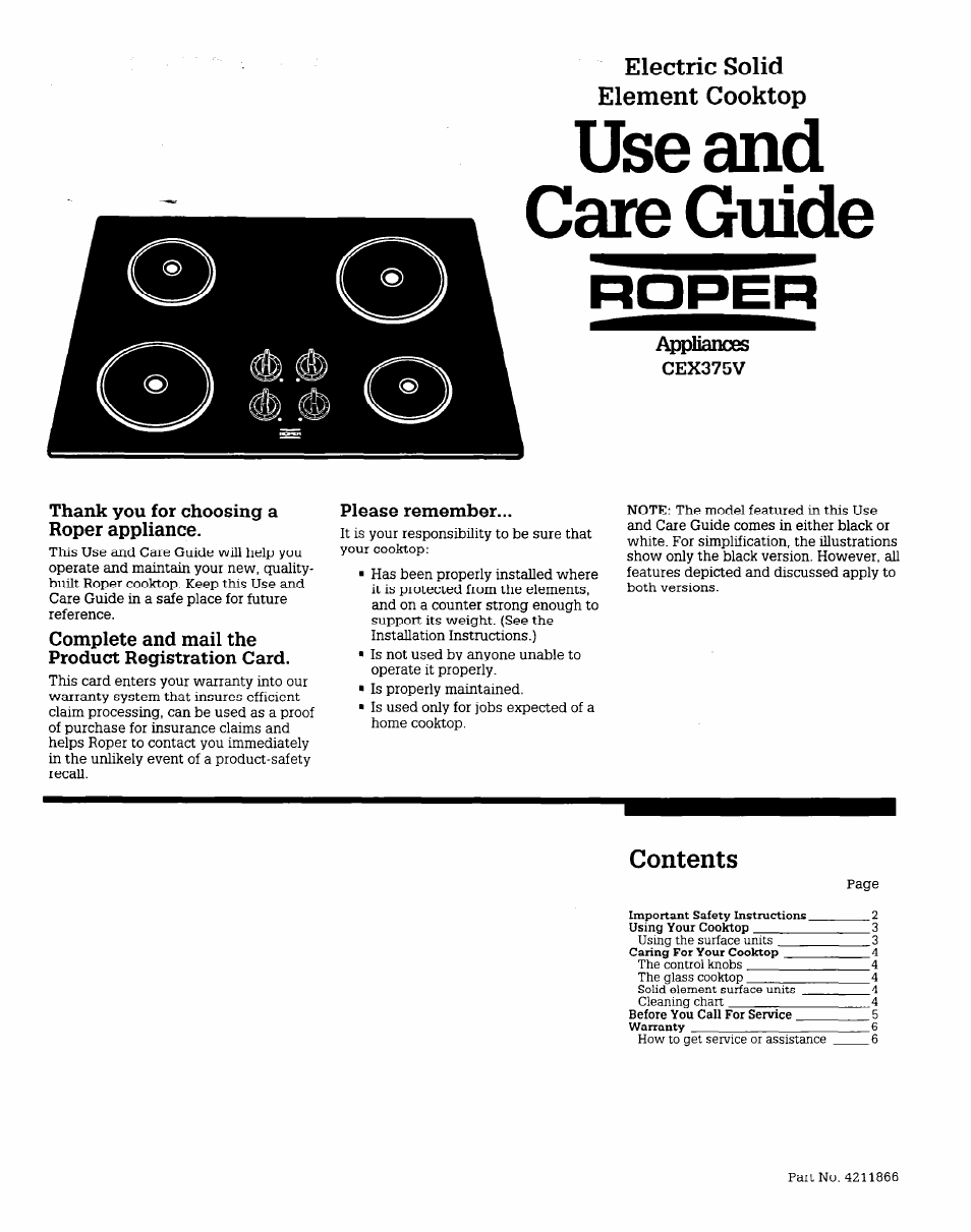 Whirlpool 4211866 User Manual | 6 pages