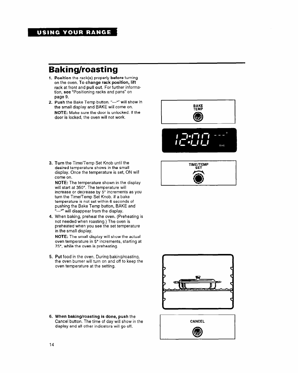 Baking/roasting, I j - n i t | Whirlpool FGS395Y User Manual | Page 14 / 36
