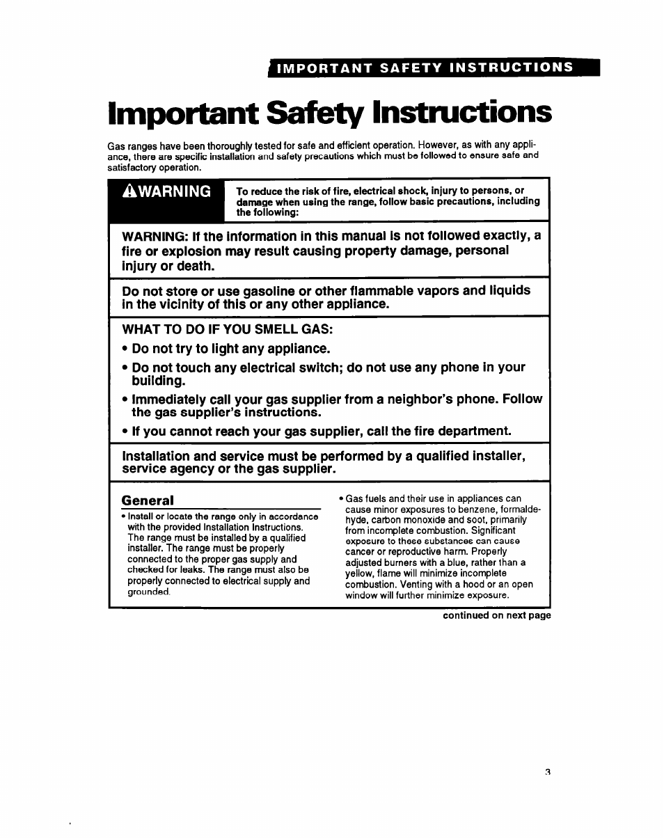 Impoitarit safety instructions | Whirlpool FGS395Y User Manual | Page 3 / 36