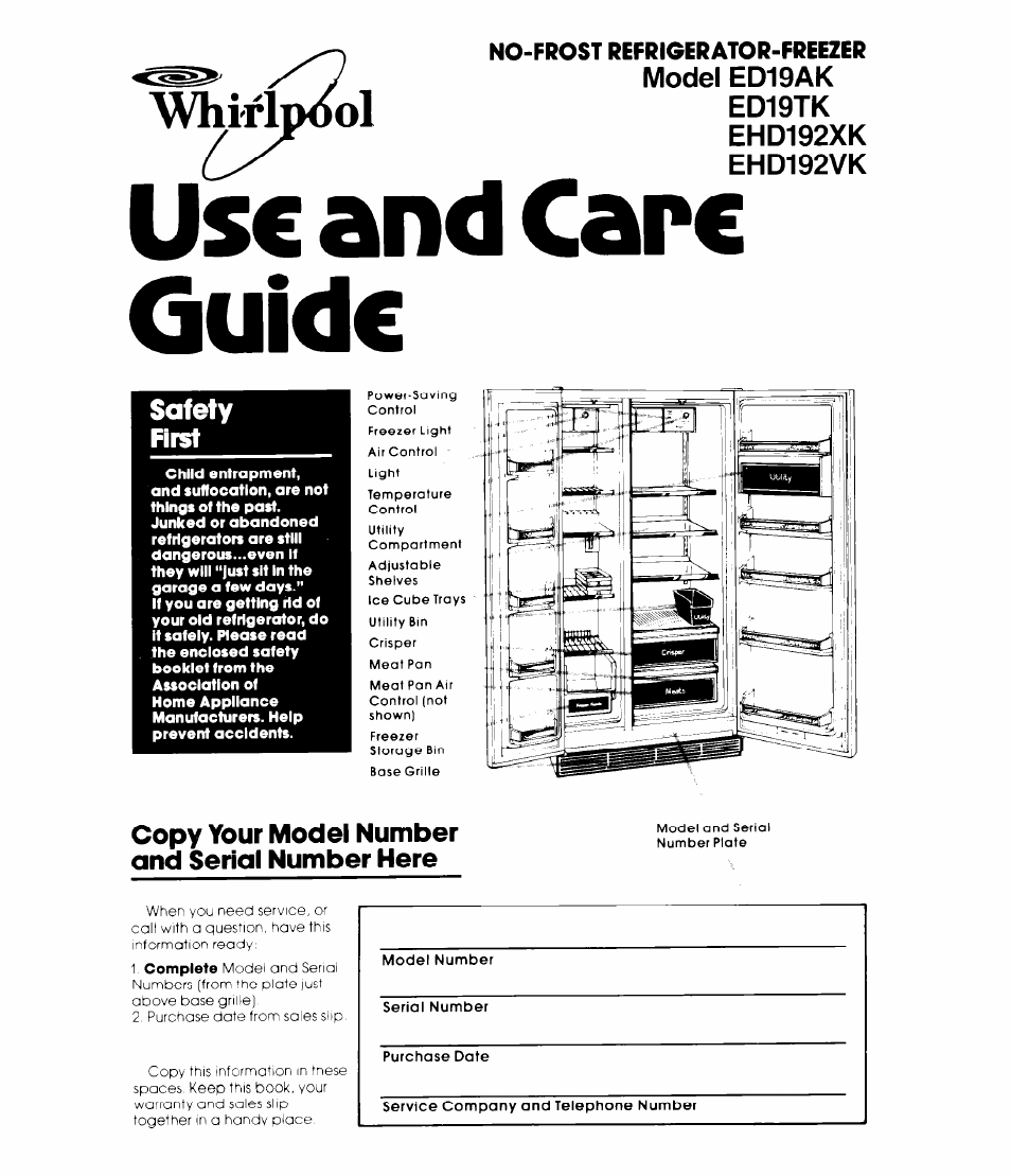 Whirlpool ED19TK User Manual | 12 pages