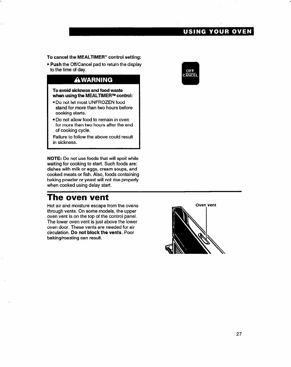 The oven vent | Whirlpool RB770PXB User Manual | Page 27 / 40