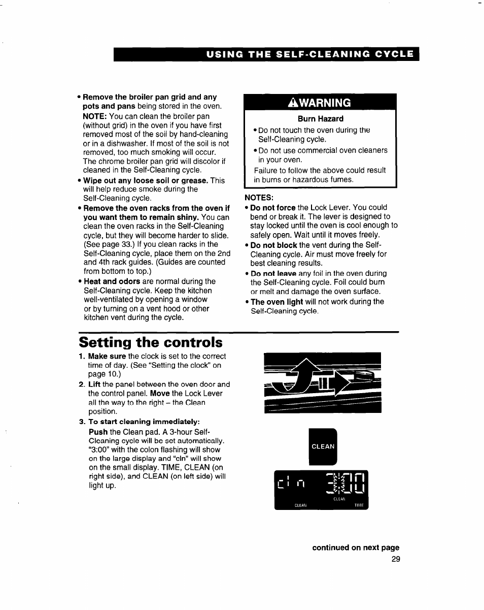 Setting the controls, Awarning | Whirlpool RB770PXB User Manual | Page 29 / 40