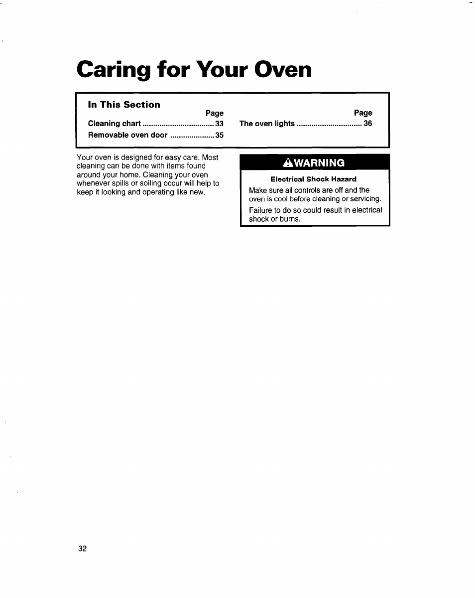 Caring for your oven | Whirlpool RB770PXB User Manual | Page 32 / 40