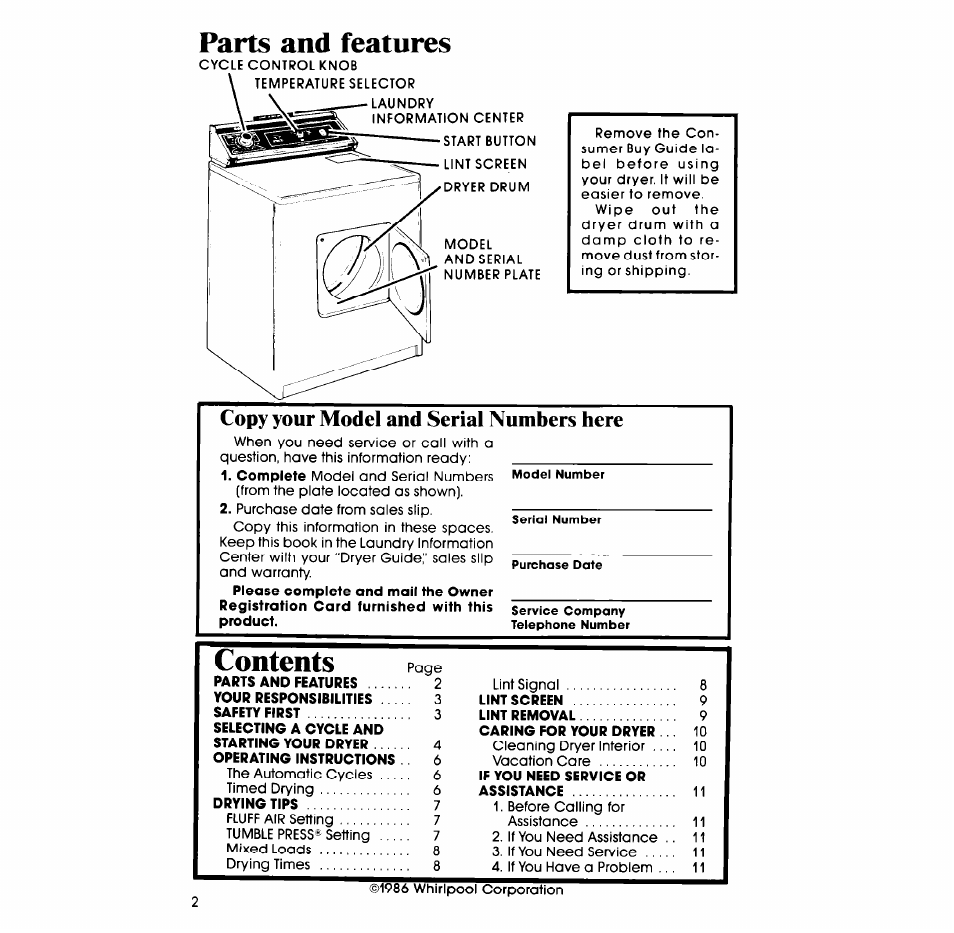 Whirlpool ELECTRIC LE5795XM User Manual | Page 2 / 12