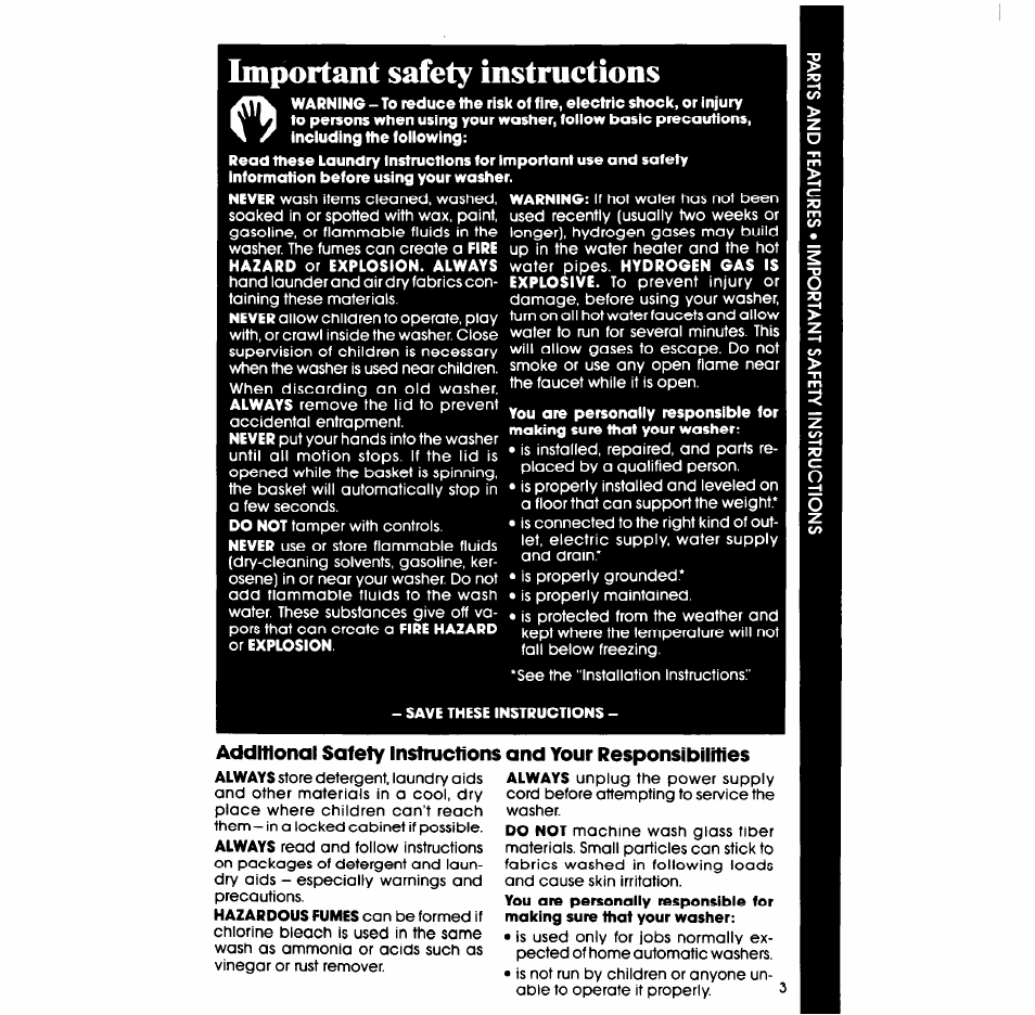 Important safety instructions | Whirlpool LA638OXS User Manual | Page 3 / 16