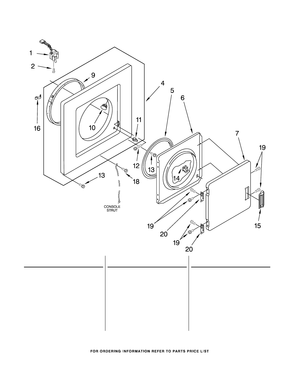 Dryer front panel and door, Dryer front panel and door parts | Whirlpool LTG5243DQ1 User Manual | Page 2 / 19