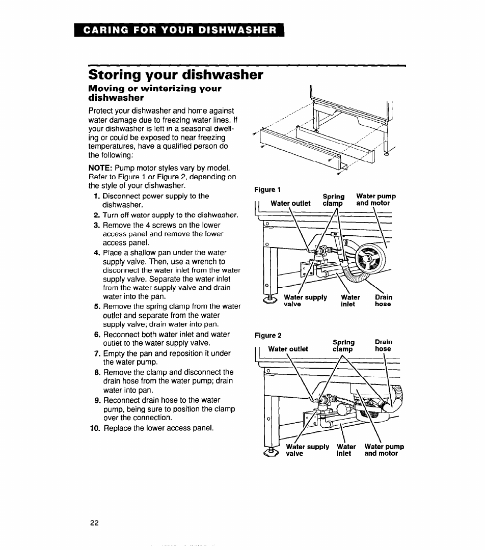 Storing your dishwasher, Moving or winterizing your dishwasher, Loading your dishwasher | Whirlpool 830 User Manual | Page 22 / 31